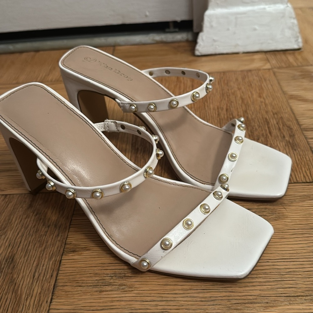 The Drop Women's Avery Square Toe Two Strap High Heeled Sandal